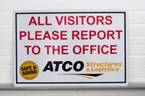 All Visitors report to the office, aluminum sign 