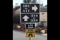 Slow Down, Blind corner, strata aluminum sign