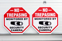 No Trespasing, monitored by security camera, Aluminum sign 