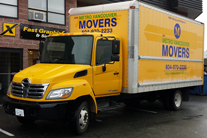 MVM Movers yellow truck Vehicle graphics, Burnaby, Vancouver area