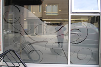 Frosted cut vinyl window graphics