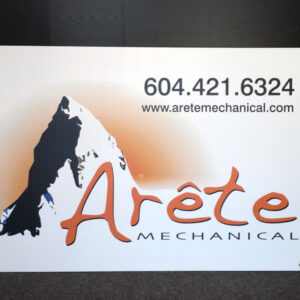 36" x 48" 10mm coroplast with digital printed vinyl, matte laminated applied on one side, corner grommets